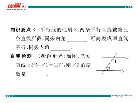 初一下册数学（湘教版）4.3 0平行线的性质第3页