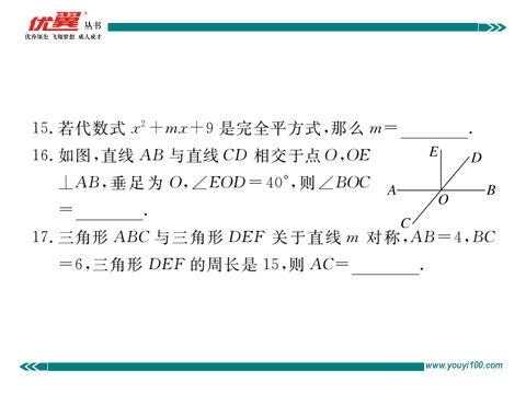 初一下册数学（湘教版）祁阳县期末检测卷第10页