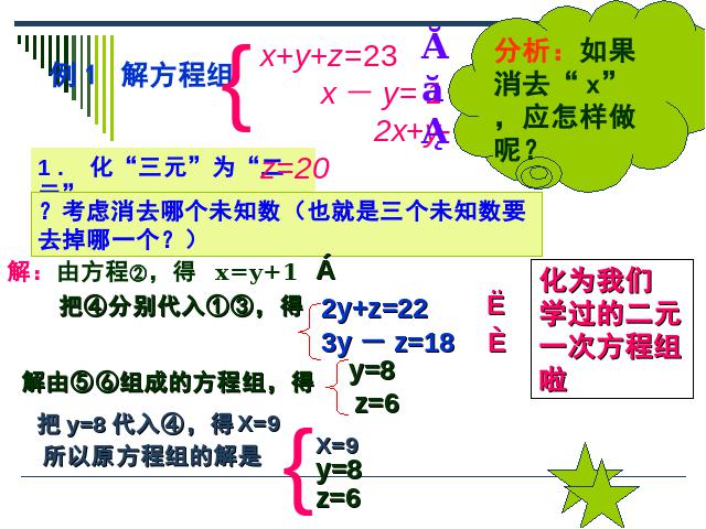 初一下册数学课件《8.4三元一次方程组的解法举例》（数学）第8页