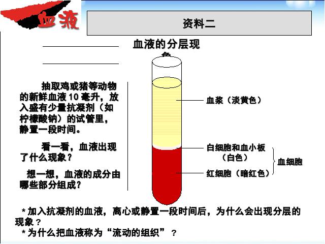 初一下册生物《4.4.1流动的组织-血液》生物第6页