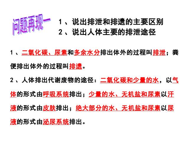 初一下册生物《4.5人体内废物的排出》(生物)第2页