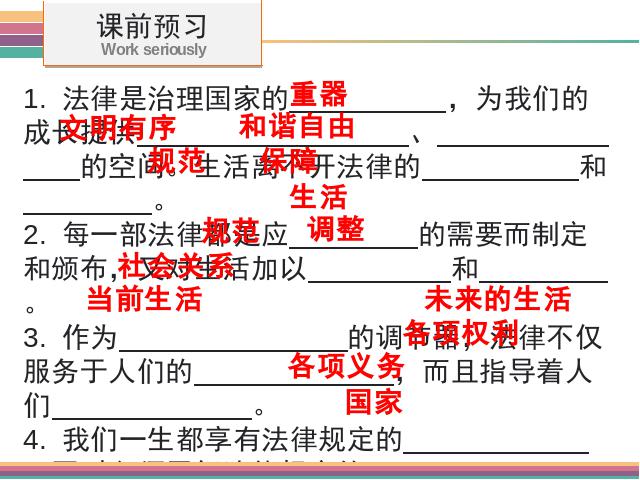 初一下册道德与法治道德与法治《9.1生活需要法律》第4页