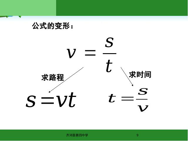 初二上册物理物理1.3运动的快慢优质课第9页