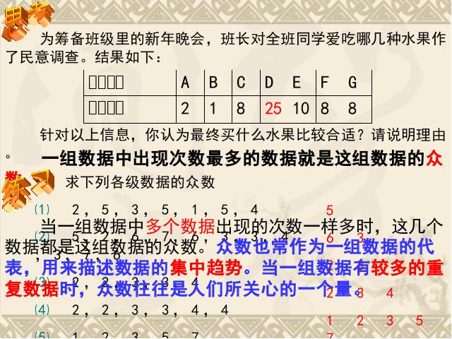 初二下册数学初二数学ppt《20.1数据的集中趋势》课件第10页