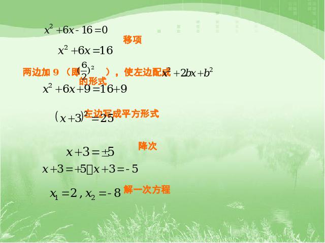 初三上册数学数学21.2配方法解一元二次方程ppt原创课件（）第6页