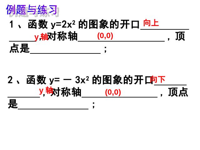 初三上册数学《26.1.2二次函数y=ax2的图像及性质》第9页