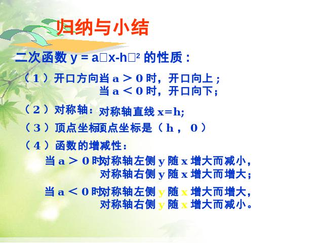 初三上册数学26.1.2二次函数y=a(x-h)2+k的图像及性质第5页