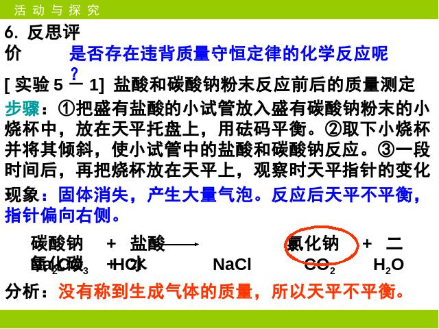 初三上册化学化学课题1质量守恒定律教研课第7页