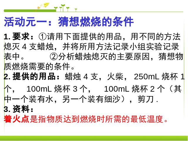 初三上册化学化学实验活动3:燃烧的条件ppt比赛获奖教学课件第3页