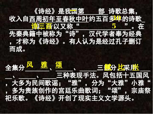 初三下册语文（旧人教版）初三语文ppt《第24课:《诗经》两首》课件第3页