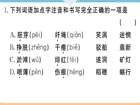 初三下册语文（旧人教版）1 祖国啊，我亲爱的祖国 每课习题第2页