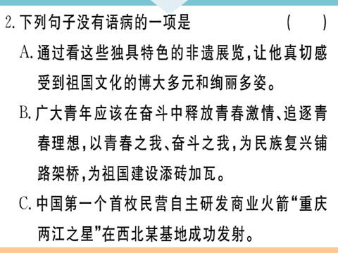 初三下册语文（旧人教版）1 祖国啊，我亲爱的祖国 每课习题第3页