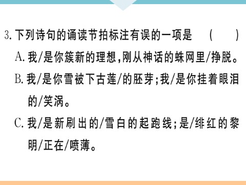 初三下册语文（旧人教版）1 祖国啊，我亲爱的祖国 每课习题第5页