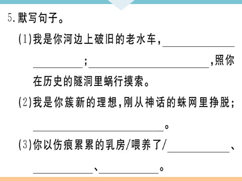 初三下册语文（旧人教版）1 祖国啊，我亲爱的祖国 每课习题第9页