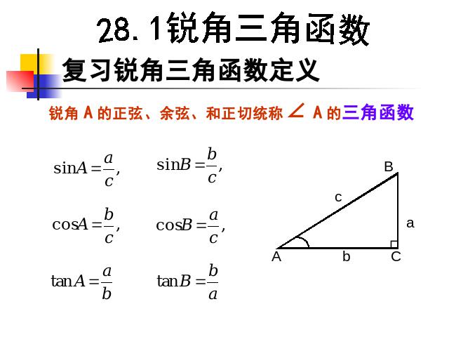 初三下册数学数学《28.1锐角三角函数》下载第1页