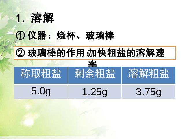 初三下册化学《实验活动8:粗盐中难溶性杂质的去除》化学第3页